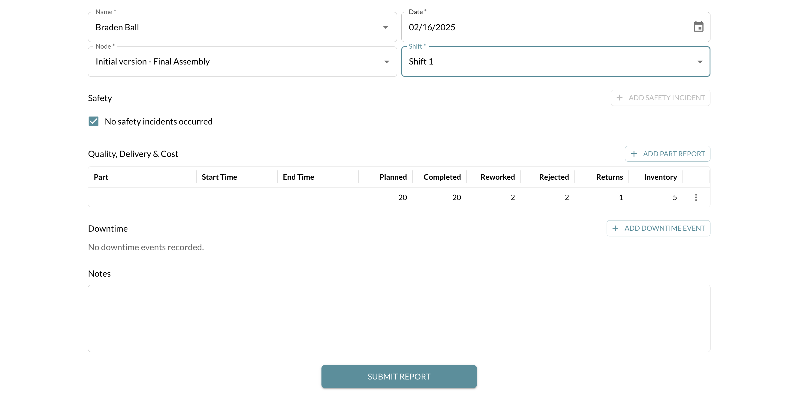 Shift Reporting and SQDC