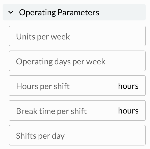 Operating Parameters for Takt Time